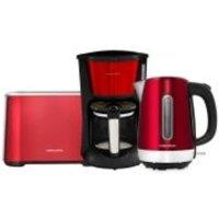 Morphy Richards Equip Kettle, Toaster & Coffee Machine Breakfast Set in Red