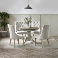 FurnitureboxUK Padstow Wooden Extending Dining Table & 4 Belgravia Chairs in Light Grey