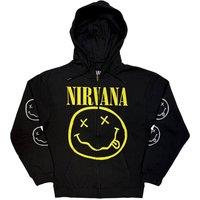Nirvana Yellow Grunge Face Zipped Hoodie in Black | Size: 2XL
