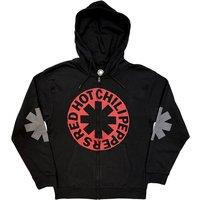 Rock Off officially Licensed Products Red Hot Chili Peppers Asterisk Circle Zipped Hoodie in Black | Size: Small