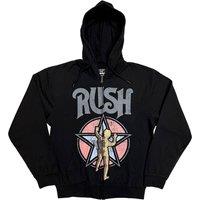 Rock Off officially Licensed Products Rush Starman 2112 Band Logo Zipped Hoodie in Black | Size: Medium