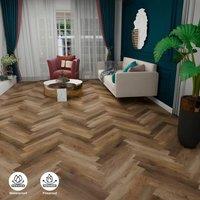 ENER-J Britwall Herringbone Ashton Brown SPC Luxury Vinyl Flooring Pack of 20 1.72 Sq Meter 625x125 mm 6mm Waterproof Click Lock