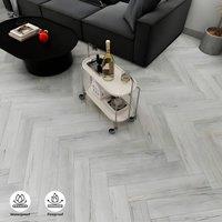 ENER-J Britwall Herringbone Pebble Grey SPC Luxury Vinyl Flooring Pack of 20 1.72 Sq Meter 625x125 mm 6mm Waterproof Click Lock
