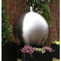 Primrose Stainless Steel Water Feature Sphere With LEDs Reservoir 75cm in Metallic Silver