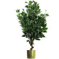 Leaf 110cm Realistic Artificial Ficus Tree / Plant Gold Planter in Green