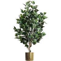 Leaf 100cm Premium Artificial Ficus Twist Tree Gold Planter in Green