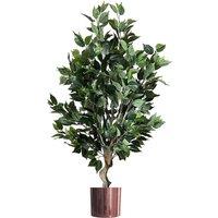 Leaf 100cm Premium Artificial Ficus Twist Tree Copper Planter in Green