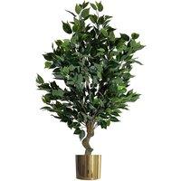 Leaf 100cm Realistic Artificial Ficus Tree / Plant Bush Ficus Gold Planter in Green