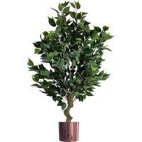 Leaf 100cm Realistic Artificial Ficus Tree / Plant Bush Ficus Copper Planter in Green
