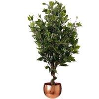 Leaf 110cm Realistic Artificial Ficus Tree / Plant Copper Curve Planter in Green