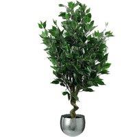 Leaf 110cm Artificial Evergreen Twist Ficus Tree Silver Curve Planter in Green