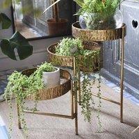 Madison & Mayfair Elegant Antique Gold 3-Tier Metal Planter Stand