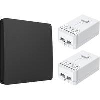 ENER-J 2 Gang Wireless Kinetic Switch Kit with 2 500W RF Receivers in Black