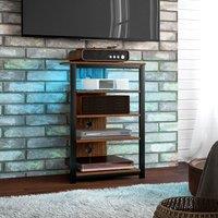 HOMCOM 4-Tier Corner TV Stand with Storage, LED Lights for TVs up to 29 in Brown