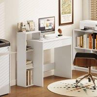 HOMCOM Computer Desk with 3 Open Shelves & Drawer, White