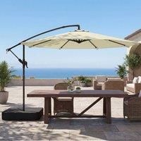 OUTSUNNY 3 m Garden Cantilever Parasol with Sandbag, 360 Rotation in Beige | Size: 3m