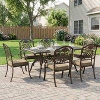OUTSUNNY Outdoor Dining Set with Cushions, Parasol Hole, Bronze Tone | Size: 150 cm x 90 cm