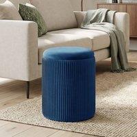 HOMCOM Round Storage Ottoman with Removable Top in Blue