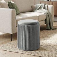 HOMCOM Round Storage Ottoman with Removable Top in Grey