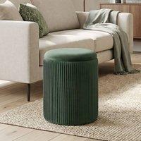 HOMCOM Round Storage Ottoman with Removable Top in Dark Green