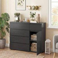 HOMCOM Sideboard Storage Cabinet, Kitchen Cupboard with 5 Drawers in Black