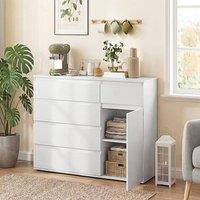 HOMCOM Sideboard Storage Cabinet, Kitchen Cupboard with 5 Drawers in White