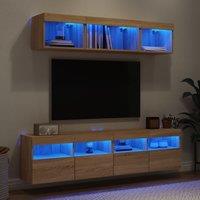 Berkfield Home 5 Piece TV Wall Units with LED Sonoma Oak Engineered Wood in Brown