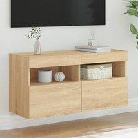 Berkfield Home TV Wall Cabinet with LED Lights Sonoma Oak 80x30x40 cm in Brown | Size: 80 x 30 x 40 cm