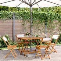 Berkfield Home 5 Piece Garden Dining Set Cream White Fabric & Solid Wood