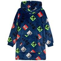 Minecraft Icons Sherpa Fleece Oversized Hoodie Blanket in Navy