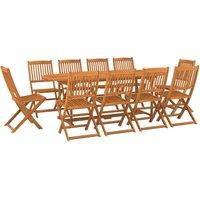Berkfield Home 11 Piece Garden Dining Set Solid Acacia Wood in Brown