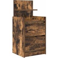 Berkfield Home Bedside Cabinet with 2 Drawers Smoked Oak 38x34x80 cm in Brown | Size: 38 x 34 x 80 cm
