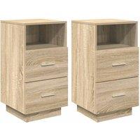 Berkfield Home Bedside Cabinets 2 pcs with 2 Drawers Sonoma Oak 36x36x68 cm in Light Brown | Size: 36 x 36 x 68 cm