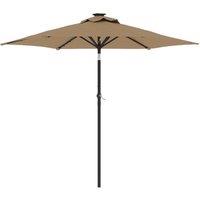 Berkfield Home Garden Parasol with LEDs & Steel Pole Taupe 225x225x212cm | Size: 225 x 225 x 212 cm