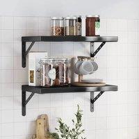 Berkfield Home Wall Shelves 2 pcs 50x30x3 cm Black Stainless Steel | Size: 50 x 30 x 3 cm