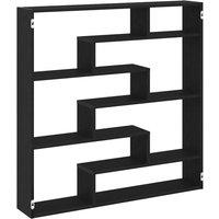 Berkfield Home Wall Cube Shelf 7 Compartments Black Engineered Wood