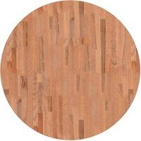 Berkfield Home Table Top 90x2.5 cm Round Solid Wood Beech in Brown | Size: 90x2.5 cm