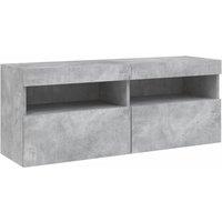 Berkfield Home TV Wall Cabinet with LED Lights Concrete Grey 100x30x40 cm | Size: 100 x 30 x 40 cm