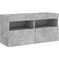 Berkfield Home TV Wall Cabinet with LED Lights Concrete Grey 80x30x40 cm | Size: 80 x 30 x 40 cm