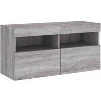 Berkfield Home TV Wall Cabinet with LED Lights Grey Sonoma 80x30x40 cm | Size: 80 x 30 x 40 cm