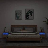 Berkfield Home TV Wall Cabinets with LED Lights 2 pcs Sonoma Oak 40x30x40 cm in Light Brown | Size: 40 x 30 x 40 cm