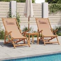 Berkfield Home Folding Beach Chairs 2 pcs Taupe Fabric & Solid Wood