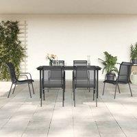 Berkfield Home 7 Piece Garden Dining Set Black Steel & Textilene