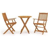 Berkfield Home 3 Piece Folding Bistro Set solid Acacia Wood in Brown