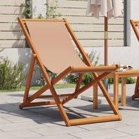 Berkfield Home Folding Beach Chair Taupe Solid Wood Eucalyptus & Fabric