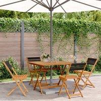 Berkfield Home 5 Piece Garden Dining Set Black Polypropylene & Solid Wood