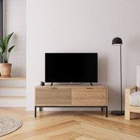 BIMOSSA Alya TV Unit 120 cm, Modern TV Stand with Storage for TVs up to 48 in Light Oak