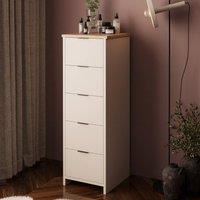 BIMOSSA Laura 5 Drawer Storage Cabinet, Slim Unit for Bedroom & Hallway in Light Grey