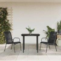 Berkfield Home 3 Piece Garden Dining Set Black Steel & Textilene
