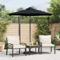 Berkfield Home Garden Parasol with LEDs & Steel Pole Black 225x225x212cm | Size: 225 x 225 x 212 cm